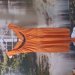 Entrancy Womens 3X Lacy trim sexy scoop orange dressy sleeveless tank top